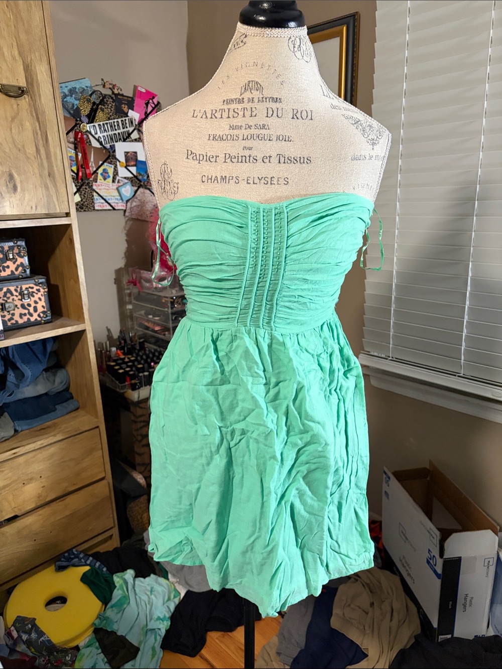 Zara Strapless Mint Green Summer Dress - Small